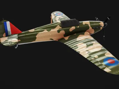 Hawker Hurricane Low-poly 3D model