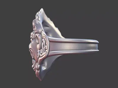 Tibetan Wrathful Deity Face Ring Sacred Jewelry 3D Model 22mm 3D print model