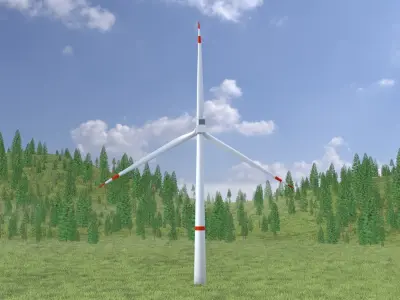 Wind turbine V1 H-115 DR-172 m Low-poly 3D model