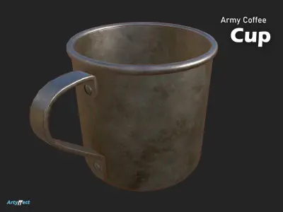 WW2 Military Coffee Cup Game Ready Textured Free low-poly 3D model