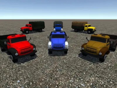 Industrial Small Truck Pack - III Low-poly 3D model