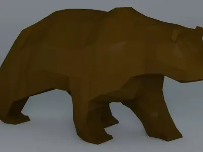 Grizzly Bear Cartoon Low Poly Low-poly 3D model