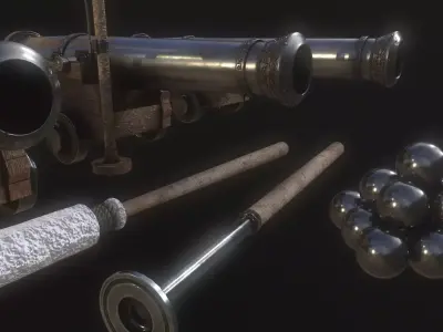 Pirate Artillery Pack - Game Ready 3D Models Low-poly 3D model