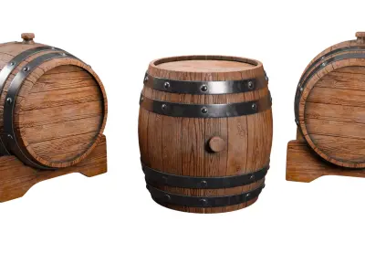Wooden Barrel Low-poly 3D model Low-poly 3D model