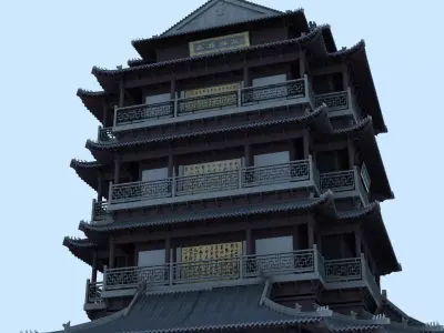 Chaoran Tower Jinan Chinese Ancient Architecture Pagoda  3D model