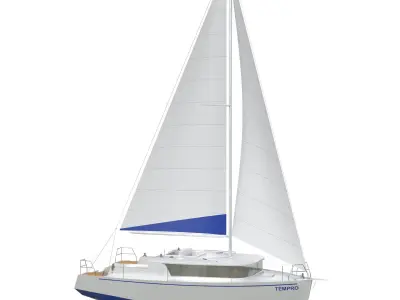 White Sailing Yacht 3D model