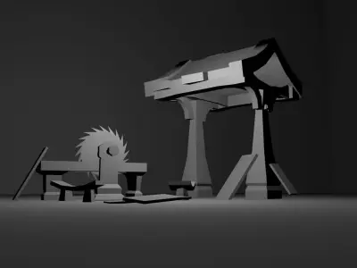 Lumber Mill  Low-poly  Low-poly 3D model