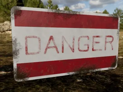 Danger sign 3D Model Low-poly 3D model