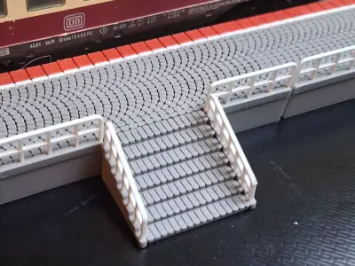 Single Edge Platform side stairs 1-87 FDM color 3D print model