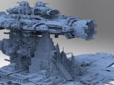 Alien Stargate Ship Drakes Military Vessel 3D model