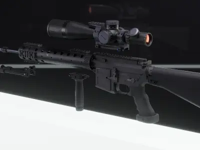 Modular Assault Rifle Collection - M4 - 5E - PERSONAL Low-poly 3D model