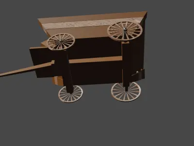 Vintage wooden waggon 3D model