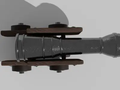 Canon wooden cannon Low-poly 3D model