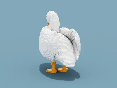 Voxel Swan Low-poly 3D model