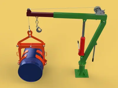 HAND WINCH CRANE HOIST DRUM BARREL LIFTER LIFTING CLAMP GRAB JIB 3D model