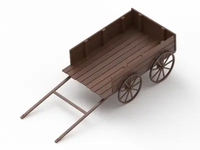 Dark Wooden Old Cart 3D model