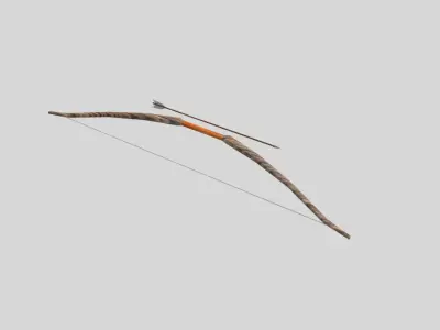 low poly bow 1 and arrow Low-poly 3D model