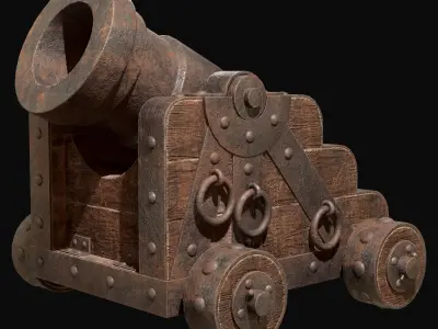 Mortar Cannon-1-Old Version Low-poly 3D model