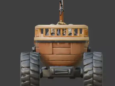 Pirate Brigantine Monster Truck 3D Model Low-poly 3D model
