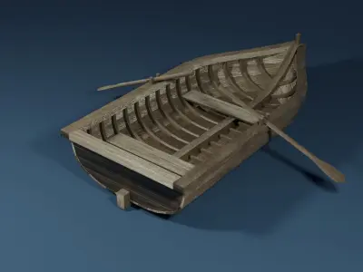 Rowboat wooden boat 3D model purchase