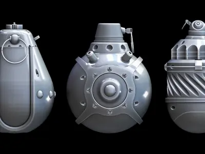 Sci-Fi Grenades Set  3D model