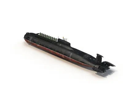 submarine 3D model - Textured and UV Mapped