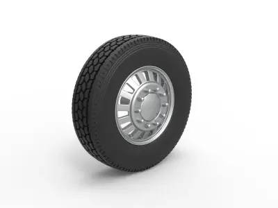 Front custom wheel of semi truck Version 16 Scale 1 to 25 3D print model