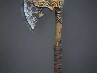 Fantasy Viking Axe Game-Ready 3D Model Low-poly 3D model