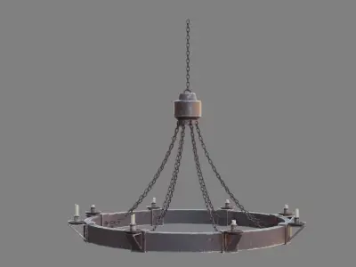 Rusted Medieval Chandelier Low-poly 3D model