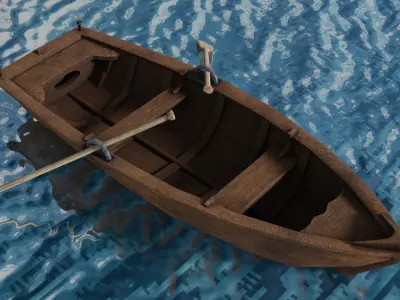 Wooden boat Free low-poly 3D model by goldenztuff