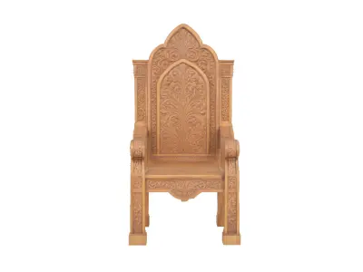 Royal Carved Wooden Throne Chair 3D Model 3D model