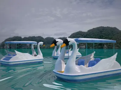 Pedal boat - Swan Low-poly 3D model