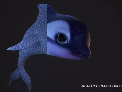 cartoon dolphine Free low-poly 3D model