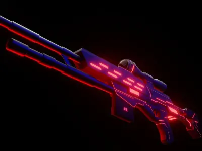 Low Poly SCI-FI Sniper Rifle Low-poly 3D model
