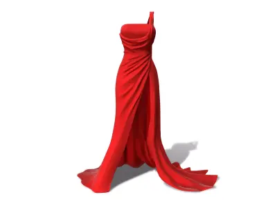 One Shoulder Prom Dress Low-poly 3D model