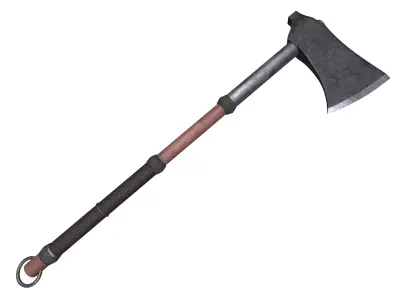 Medieval axe Low-poly 3D model 11