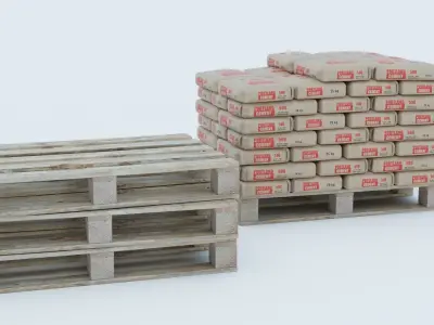 Cement Bags on Pallet Low-poly 3D model purchase