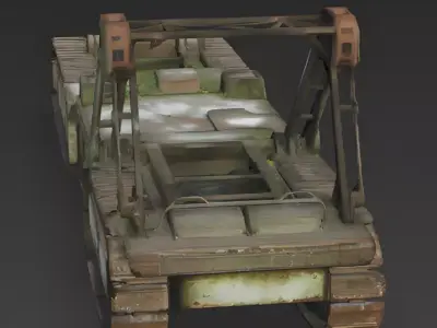 Overgrown Abandoned Tracked Transport Chassis 3D Model Low-poly 3D model