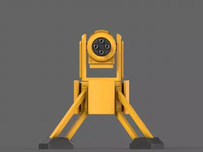 PBR Turret Gun 04 Yellow Low-poly 3D model