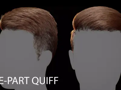 Comb-over with a hard part hairstyle Realtime hair Low-poly 3D model