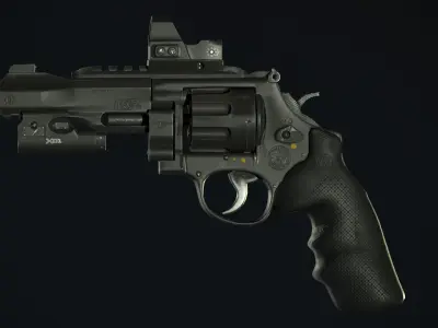 Revolver- gameready-PBR gun Low-poly 3D model