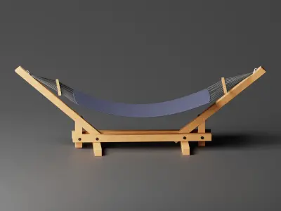 Wooden Rocking Hammock 3D Model Low-poly 3D model