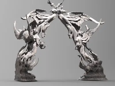 Wayne Manor arch statue 3D model