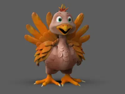 Thanksgiving Turkey Cartoon Low-poly 3D model