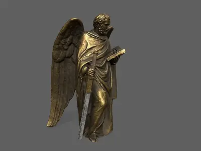 Old Man Statue Low-poly 3D model 6