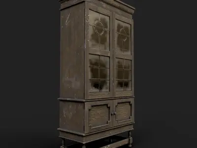 Old Wooden Cabinet 3D Model Vintage Furniture PBR Asset Low-poly 3D model