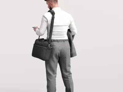 Humano Traveling Man with phone and bag 2206-7 3D model
