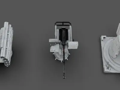 Deck Guns 02 Low-poly 3D model