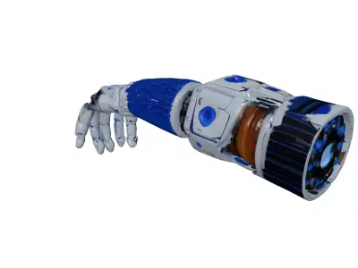 Cybernetic Arm with Chrome Wires 3D model