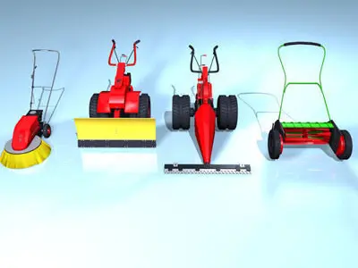 mower collection four lawn mowers and snow blower 3D model